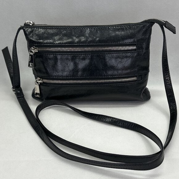 Hobo Mara Leather Zippered Crossbody Bag with Silver-tone Hardware - Picture 1 of 11